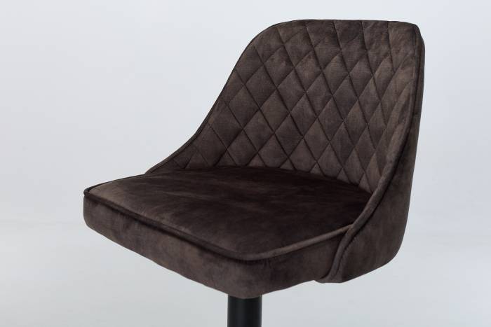 Venice - Mocha Grey Velvet Swivel Bar Stool with Black Base