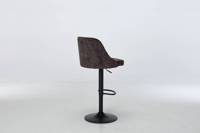 Venice - Mocha Grey Velvet Swivel Bar Stool with Black Base