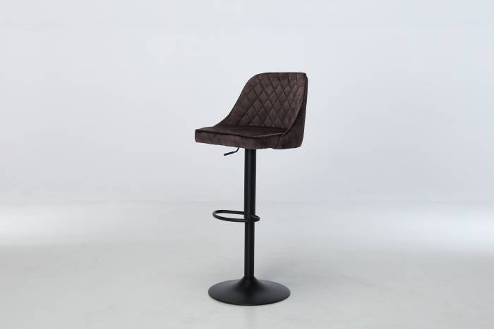 Venice - Mocha Grey Velvet Swivel Bar Stool with Black Base