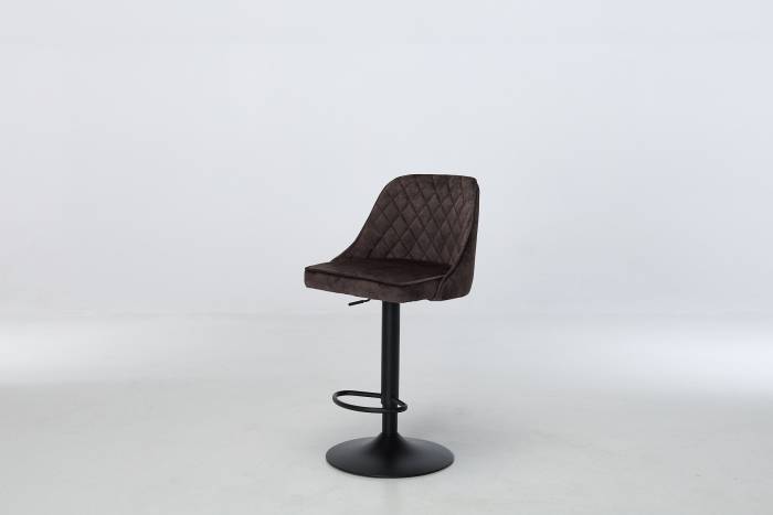 Venice - Mocha Grey Velvet Swivel Bar Stool with Black Base