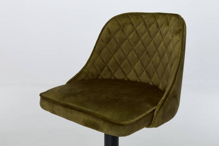 Venice - Olive Green Velvet Swivel Bar Stool with Black Base