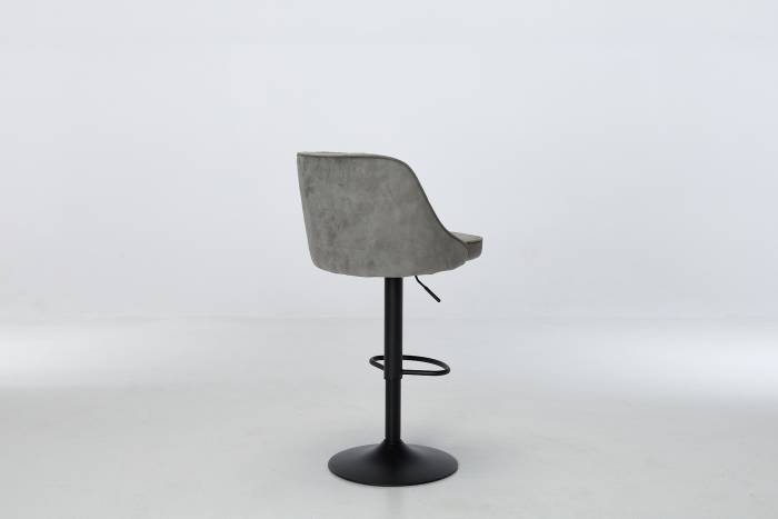 Venice - Silver Green Velvet Swivel Bar Stool with Black Base