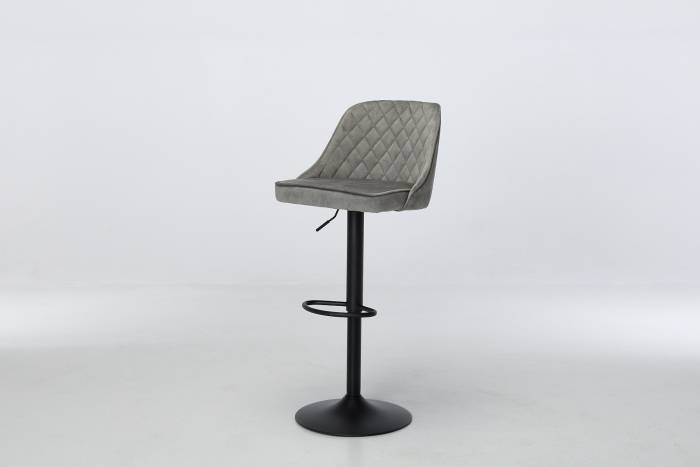 Venice - Silver Green Velvet Swivel Bar Stool with Black Base