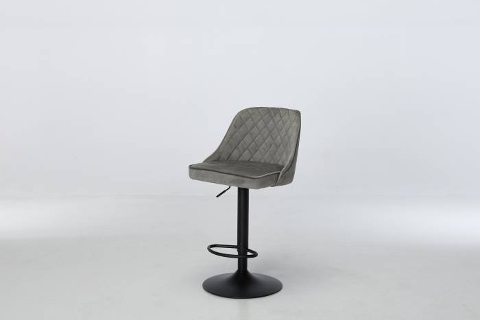 Venice - 4 Silver Grey Velvet Swivel Bar Stools with Black Base (Set of 4) - Image 5