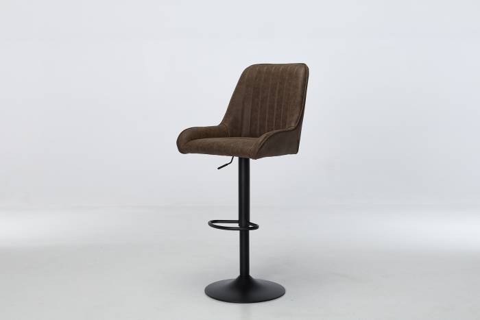 Verona Brown Faux Leather Swivel Bar Stool with Black Base