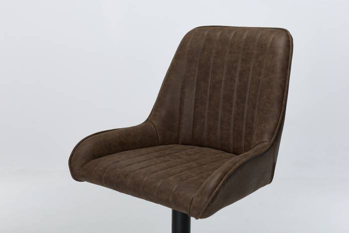 Verona Brown Faux Leather Swivel Bar Stool with Black Base