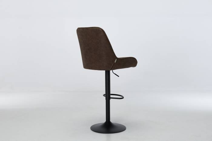 Verona Brown Faux Leather Swivel Bar Stool with Black Base
