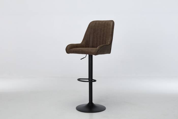 Verona Brown Faux Leather Swivel Bar Stool with Black Base