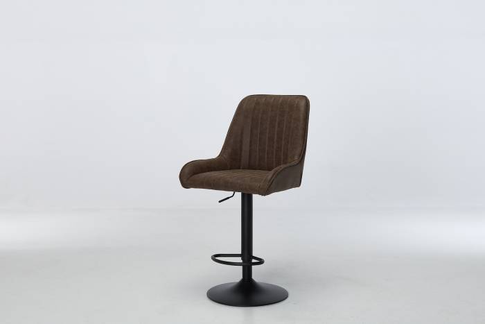 Verona Brown Faux Leather Swivel Bar Stool with Black Base