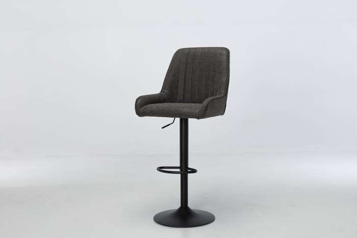 Verona Grey Faux Leather Swivel Bar Stool with Black Base