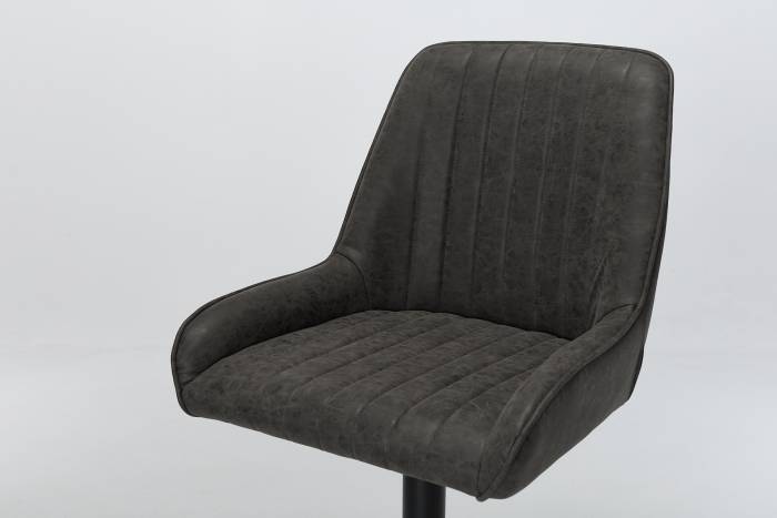 Verona Grey Faux Leather Swivel Bar Stool with Black Base