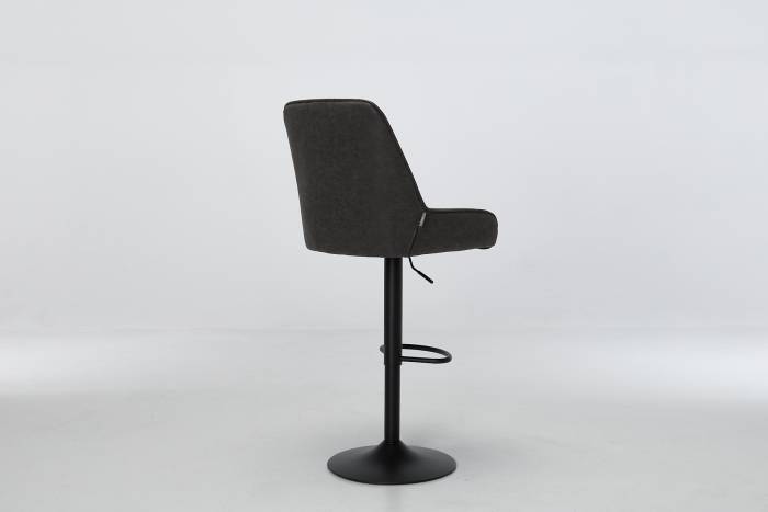 Verona Grey Faux Leather Swivel Bar Stool with Black Base