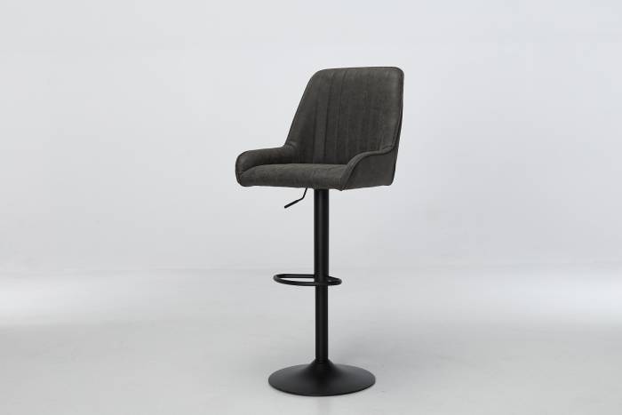 Verona Grey Faux Leather Swivel Bar Stool with Black Base