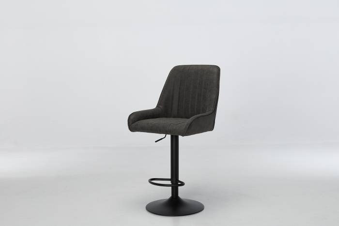 Verona Grey Faux Leather Swivel Bar Stool with Black Base
