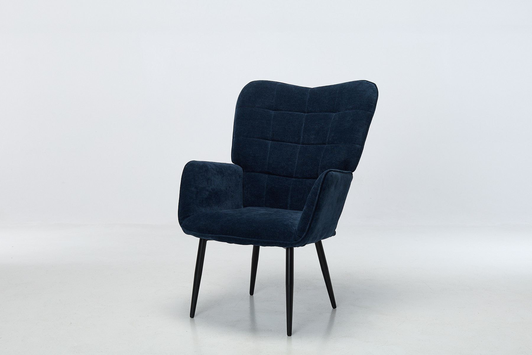 Clifton Accent Chair - Dark Blue Textured Fabric with Black Metal Legs
