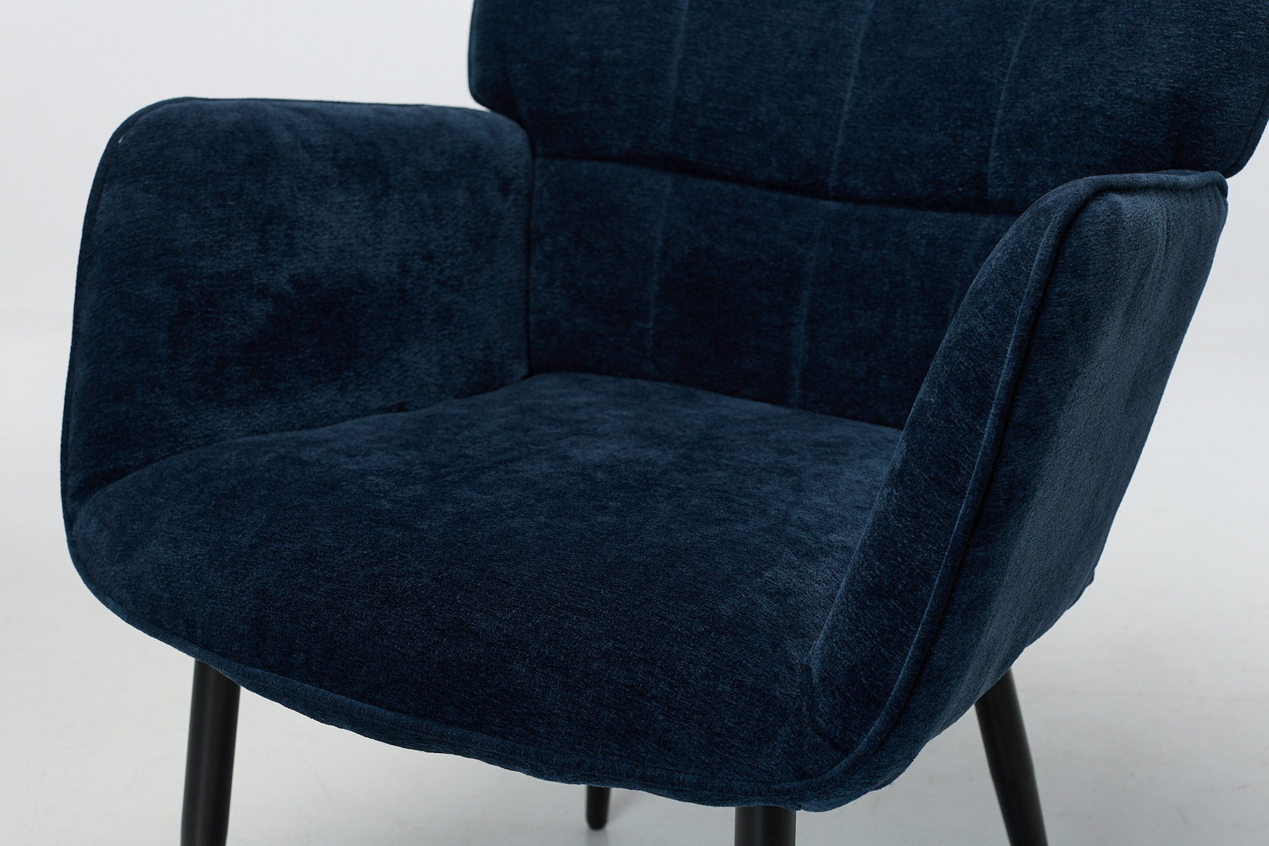 Clifton Accent Chair - Dark Blue Textured Fabric with Black Metal Legs