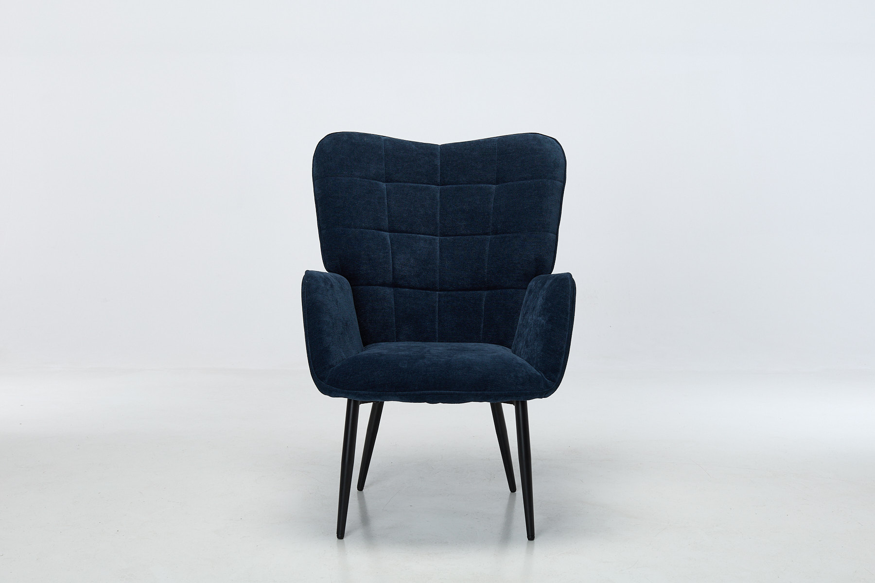 Clifton Accent Chair - Dark Blue Textured Fabric with Black Metal Legs