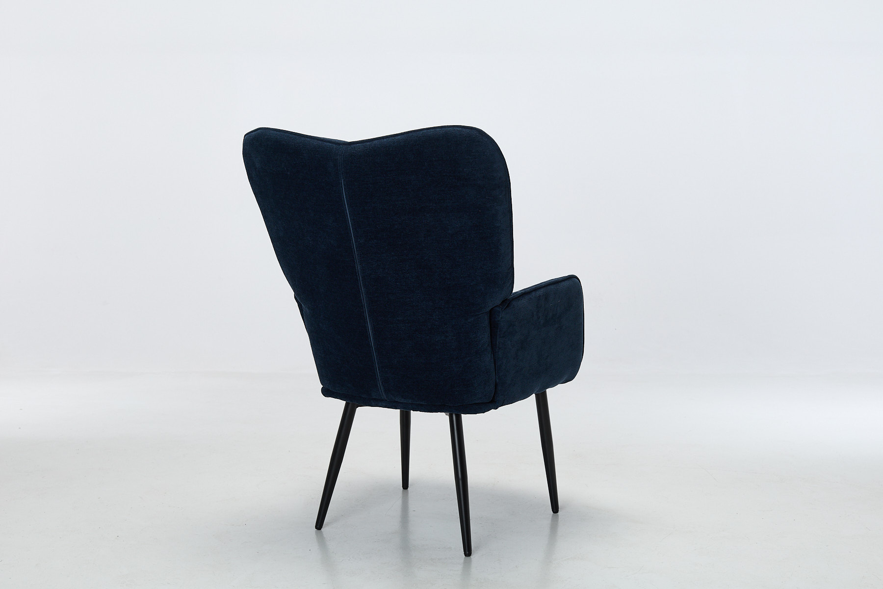 Clifton Accent Chair - Dark Blue Textured Fabric with Black Metal Legs
