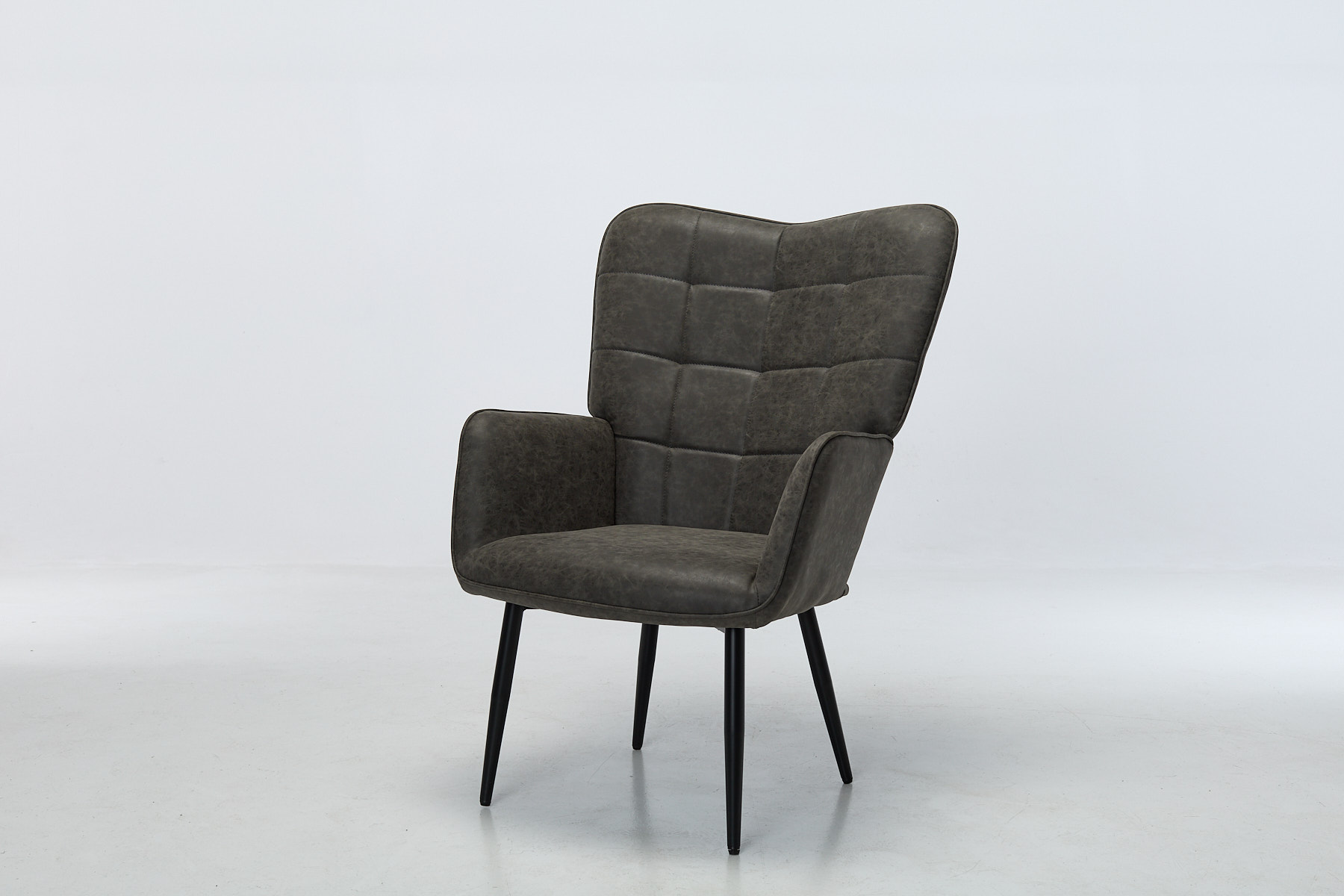 Clifton Accent Chair - Dark Grey Faux Leather with Black Metal Legs