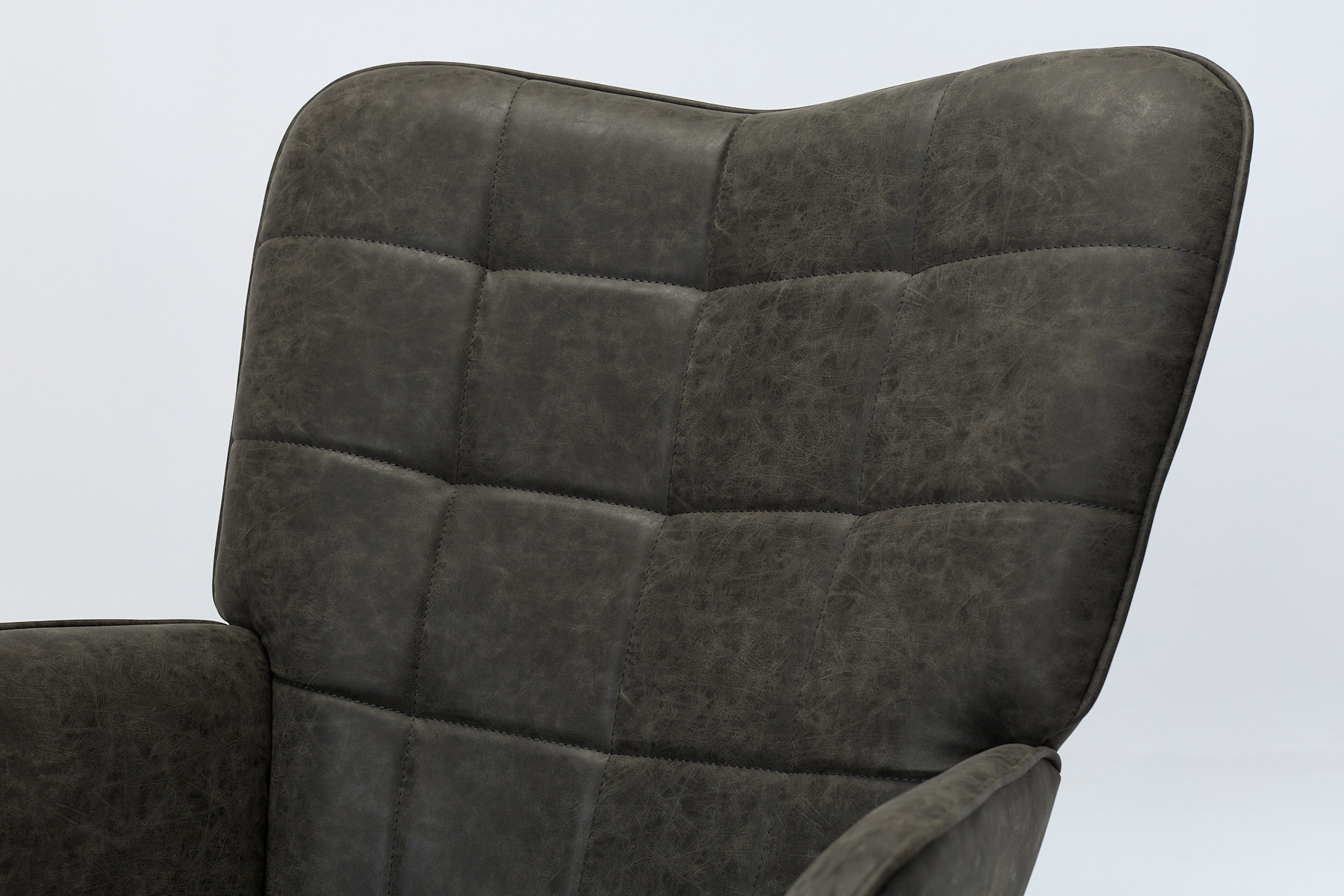 Clifton Accent Chair - Dark Grey Faux Leather with Black Metal Legs