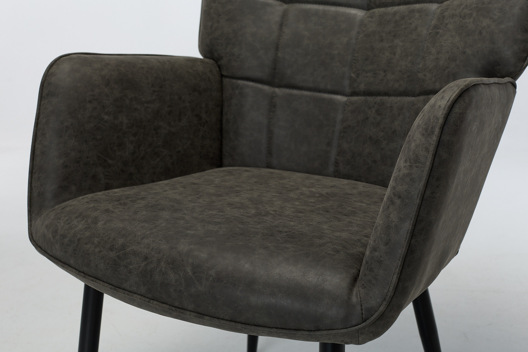 Clifton Accent Chair - Dark Grey Faux Leather with Black Metal Legs