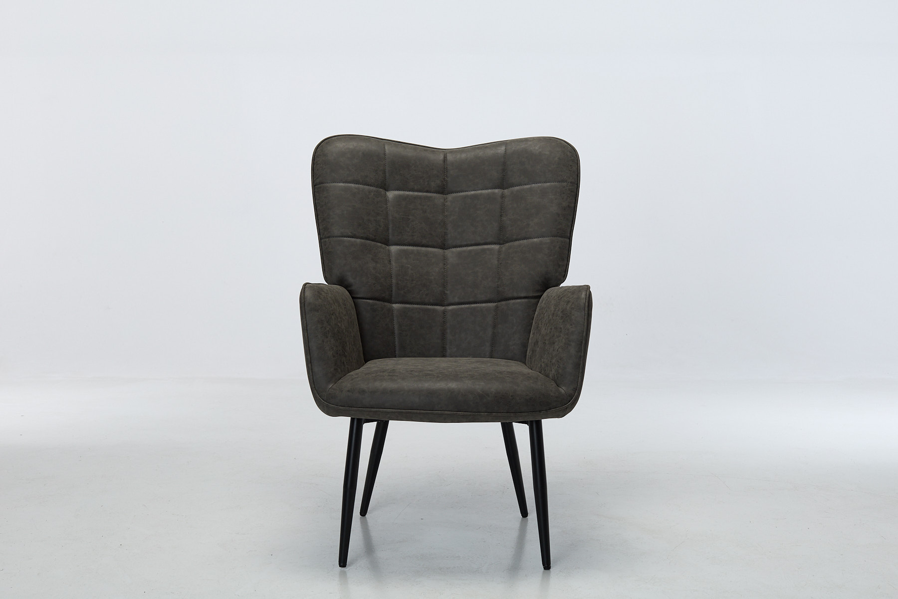 Clifton Accent Chair - Dark Grey Faux Leather with Black Metal Legs