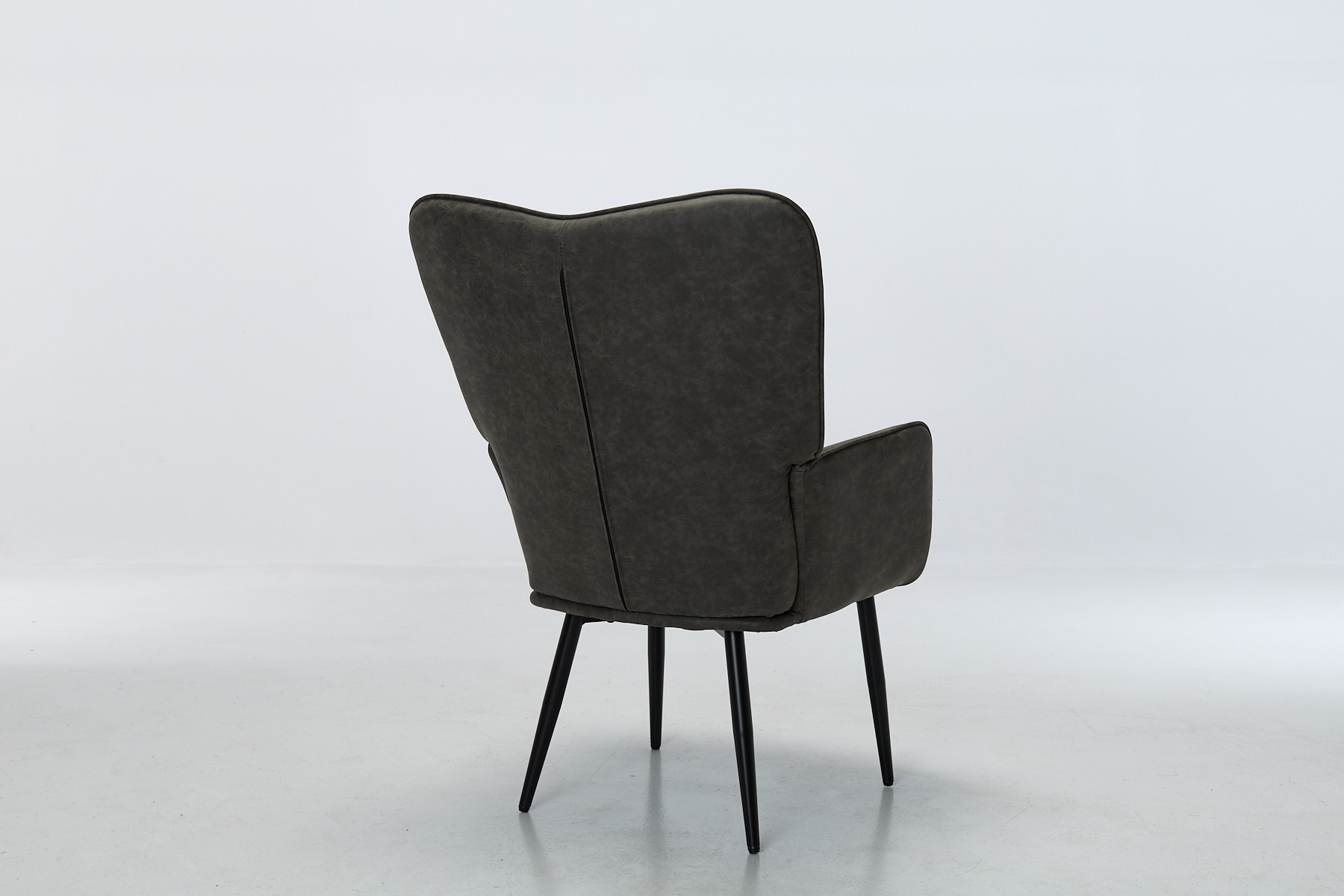 Clifton Accent Chair - Dark Grey Faux Leather with Black Metal Legs