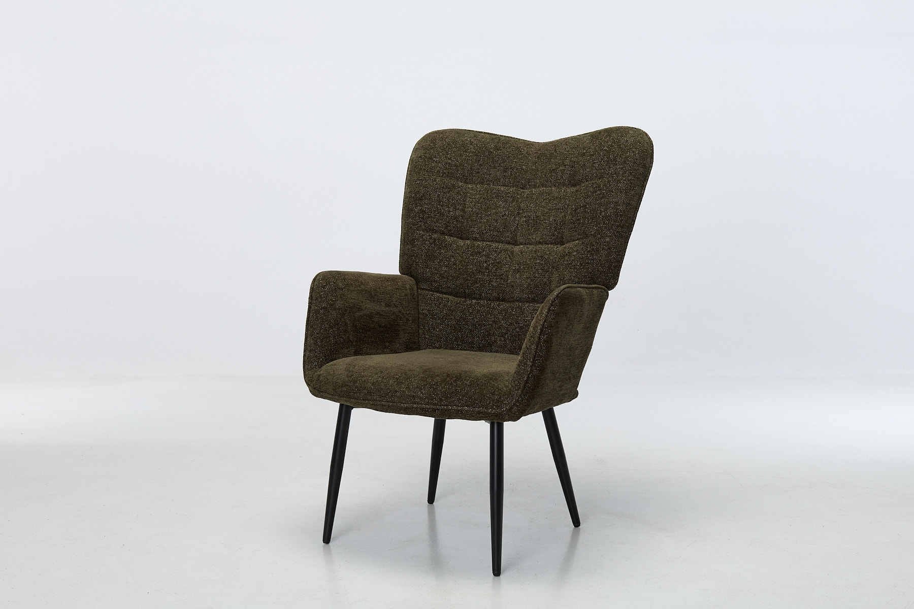 Clifton Accent Chair - Olive Textured Fabric with Black Metal Legs