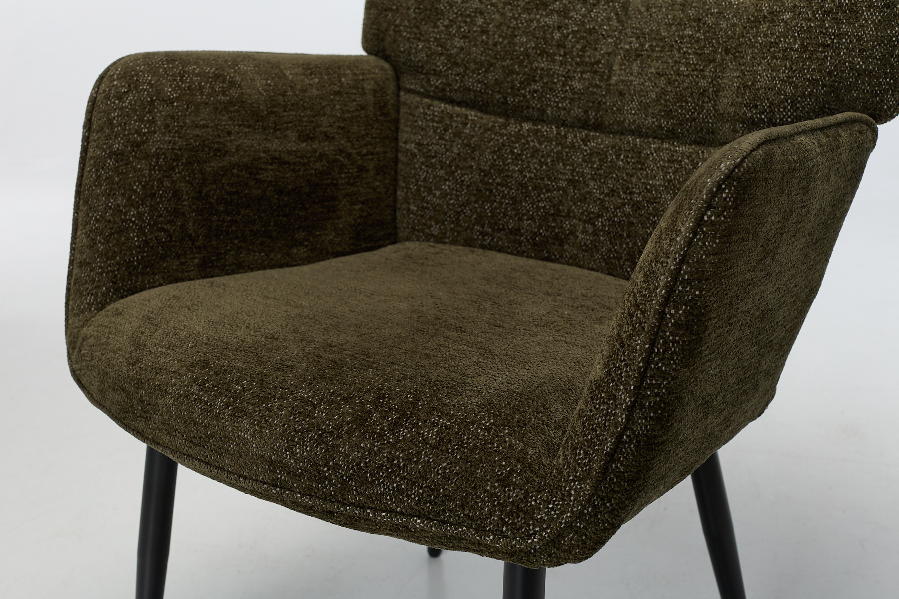 Clifton Accent Chair - Olive Textured Fabric with Black Metal Legs