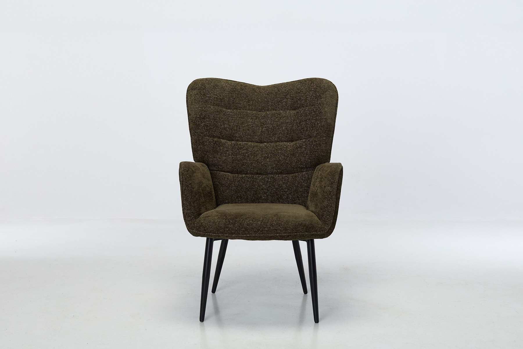 Clifton Accent Chair - Olive Textured Fabric with Black Metal Legs