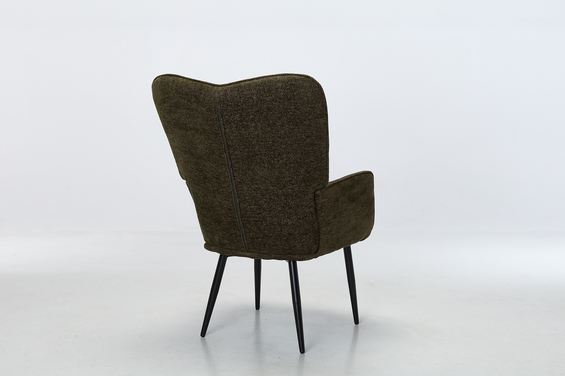 Clifton Accent Chair - Olive Textured Fabric with Black Metal Legs - Image 5