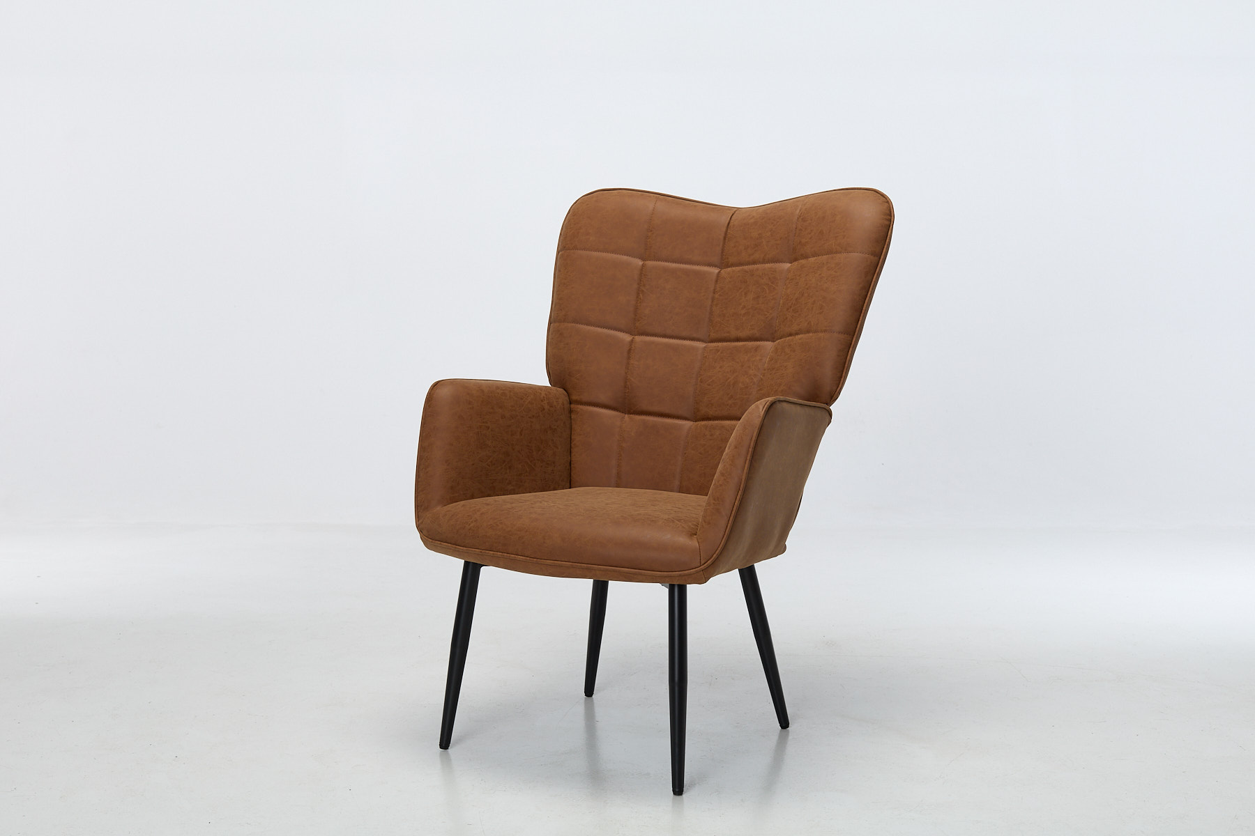 Clifton Accent Chair - Tan Faux Leather with Black Metal Legs