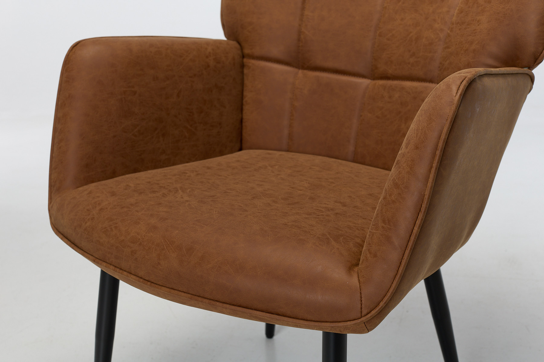 Clifton Accent Chair - Tan Faux Leather with Black Metal Legs