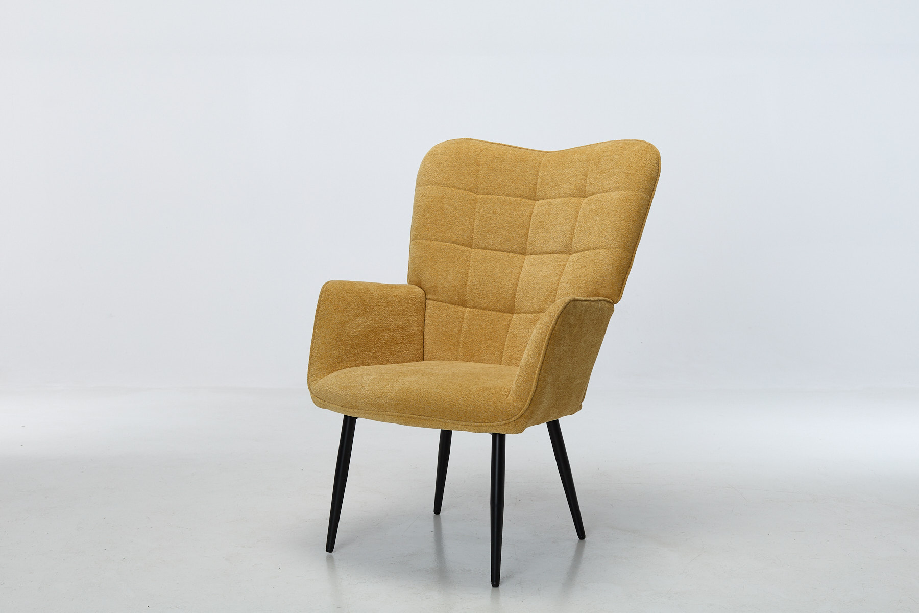 Clifton Accent Chair - Yellow Textured Fabric with Black Metal Legs