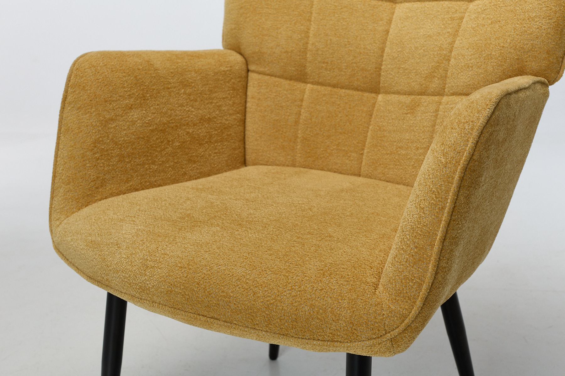 Clifton Accent Chair - Yellow Textured Fabric with Black Metal Legs