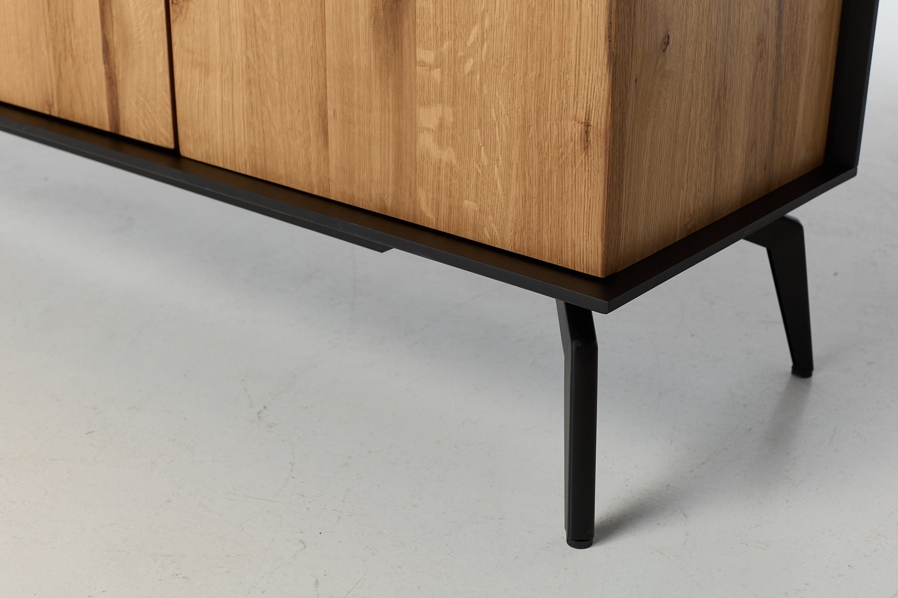 Elva Sideboard 1.8m Oak Veneer Sideboard with Black Top & Legs