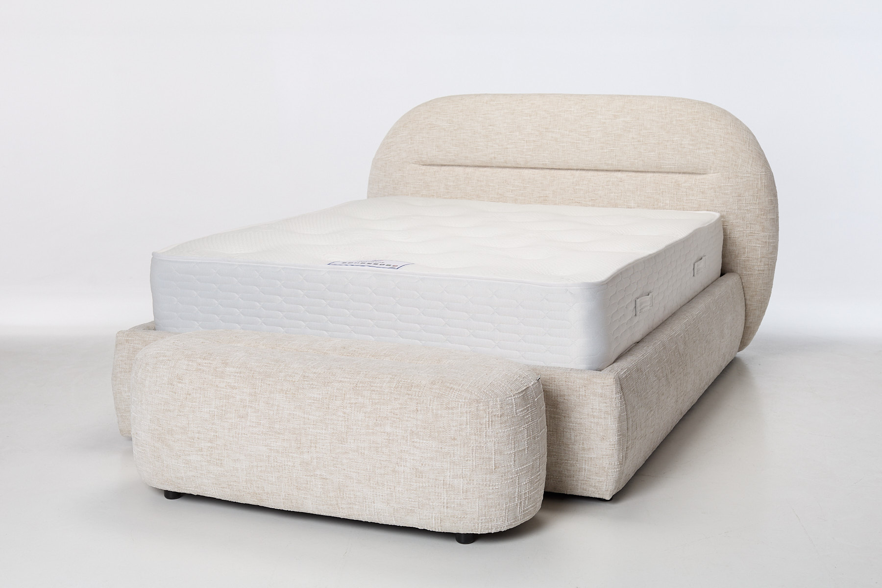 Isla Upholstered Bench and Ottoman Bed - Luxury Cream Textured Chenille