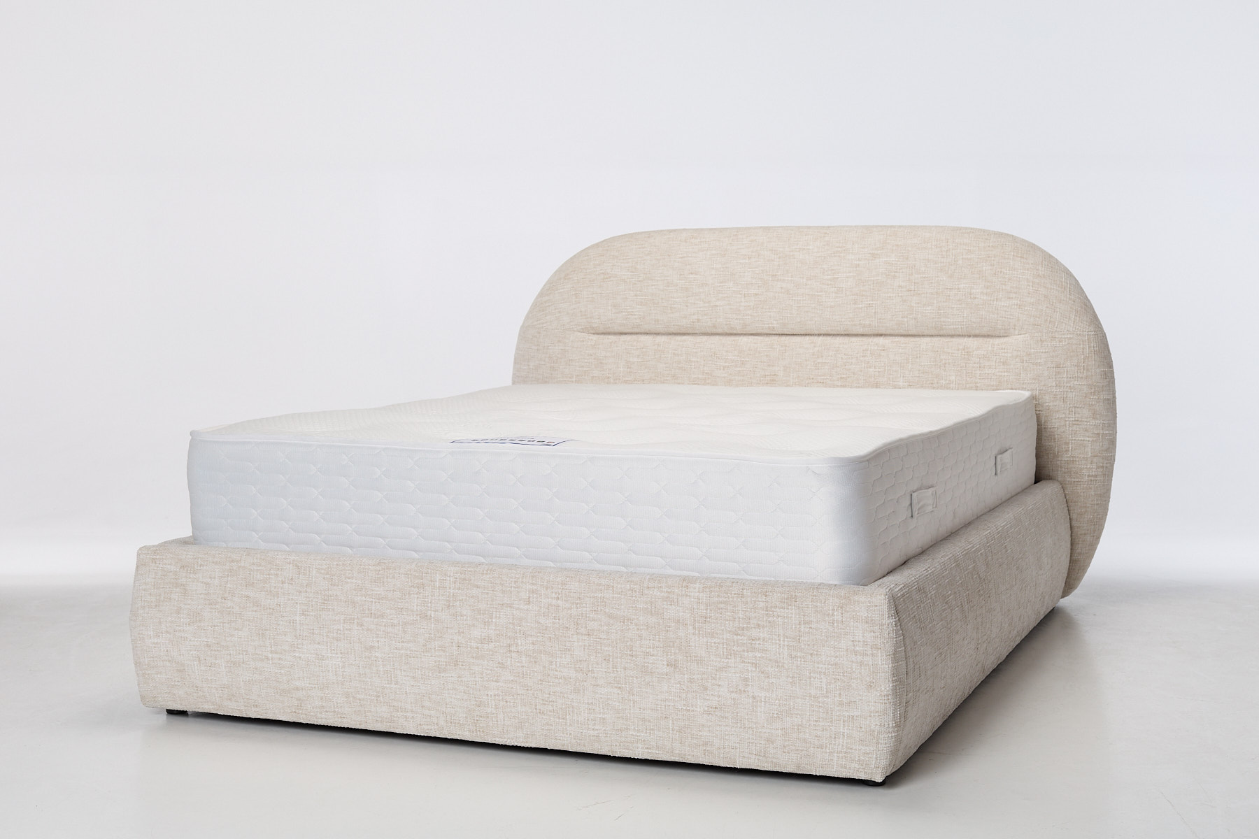 Isla Luxury Lift-Up Ottoman Storage Bed - Cream Textured Chenille