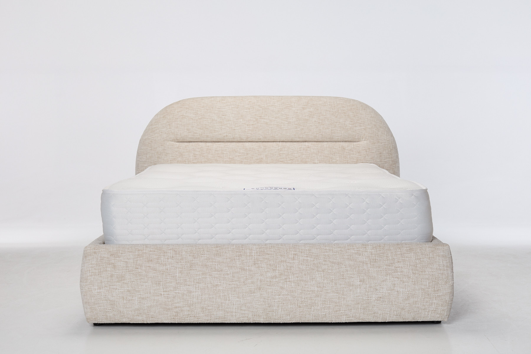 Isla Luxury Lift-Up Ottoman Storage Bed - Cream Textured Chenille