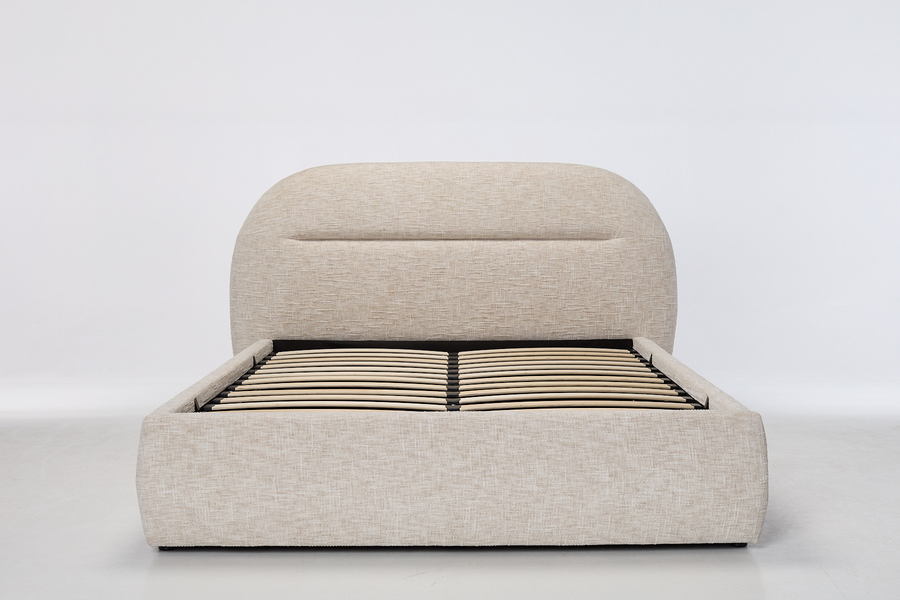 Isla Luxury Lift-Up Ottoman Storage Bed - Cream Textured Chenille