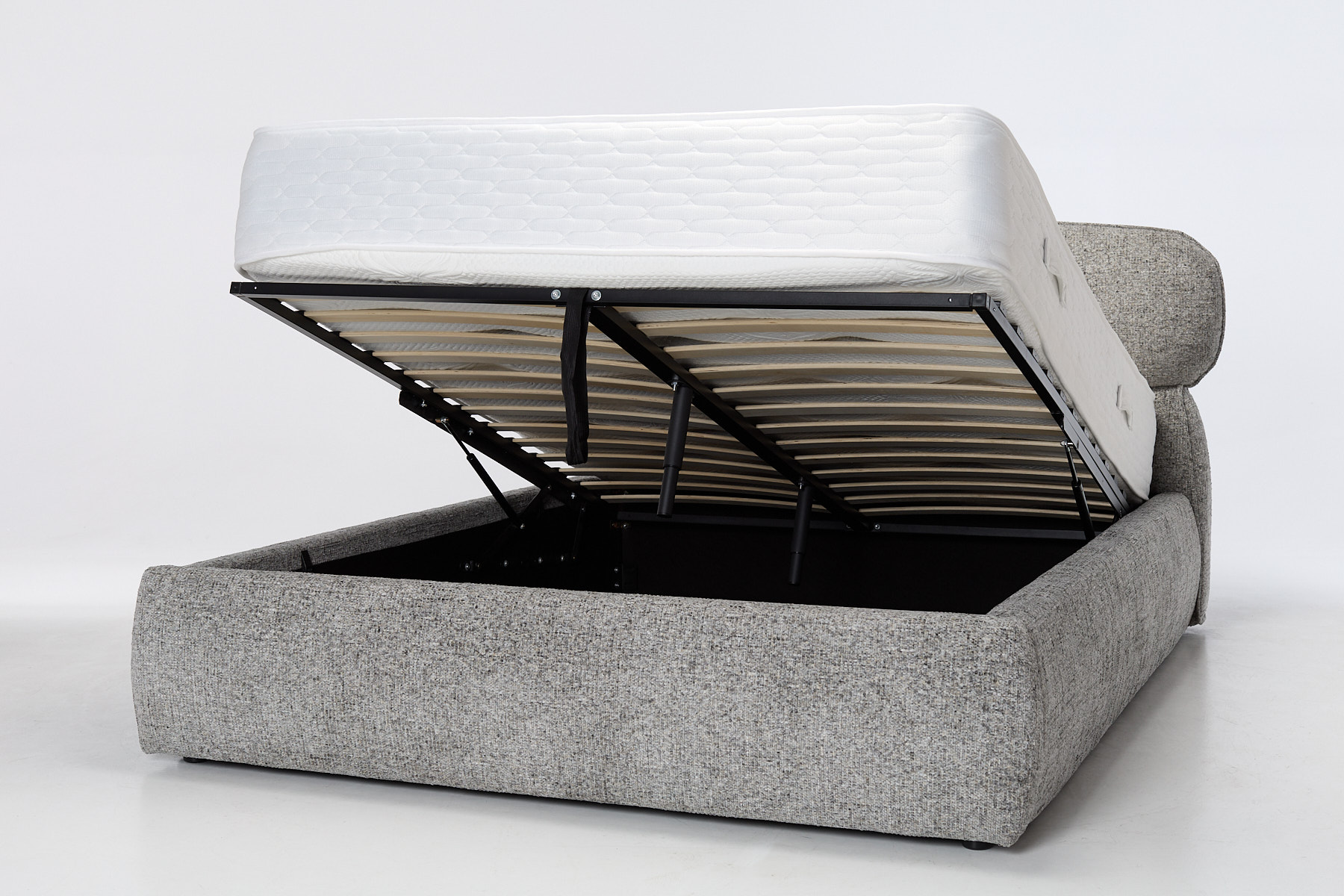 Lyra Ottoman Bed - Luxury Grey Textured Chenille