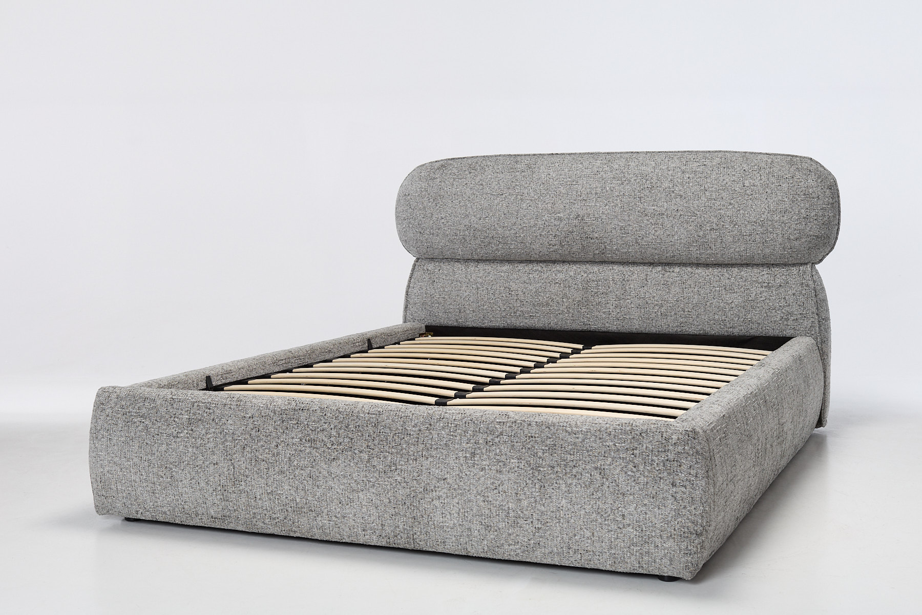 Lyra Ottoman Bed - Luxury Grey Textured Chenille