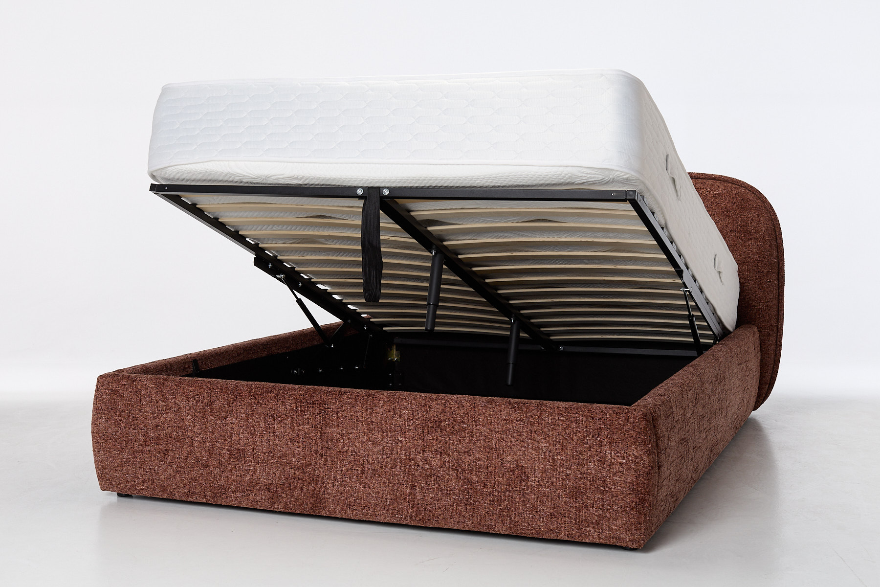 Mila Ottoman Bed - Luxury Copper Blush Basket Weave Chenille