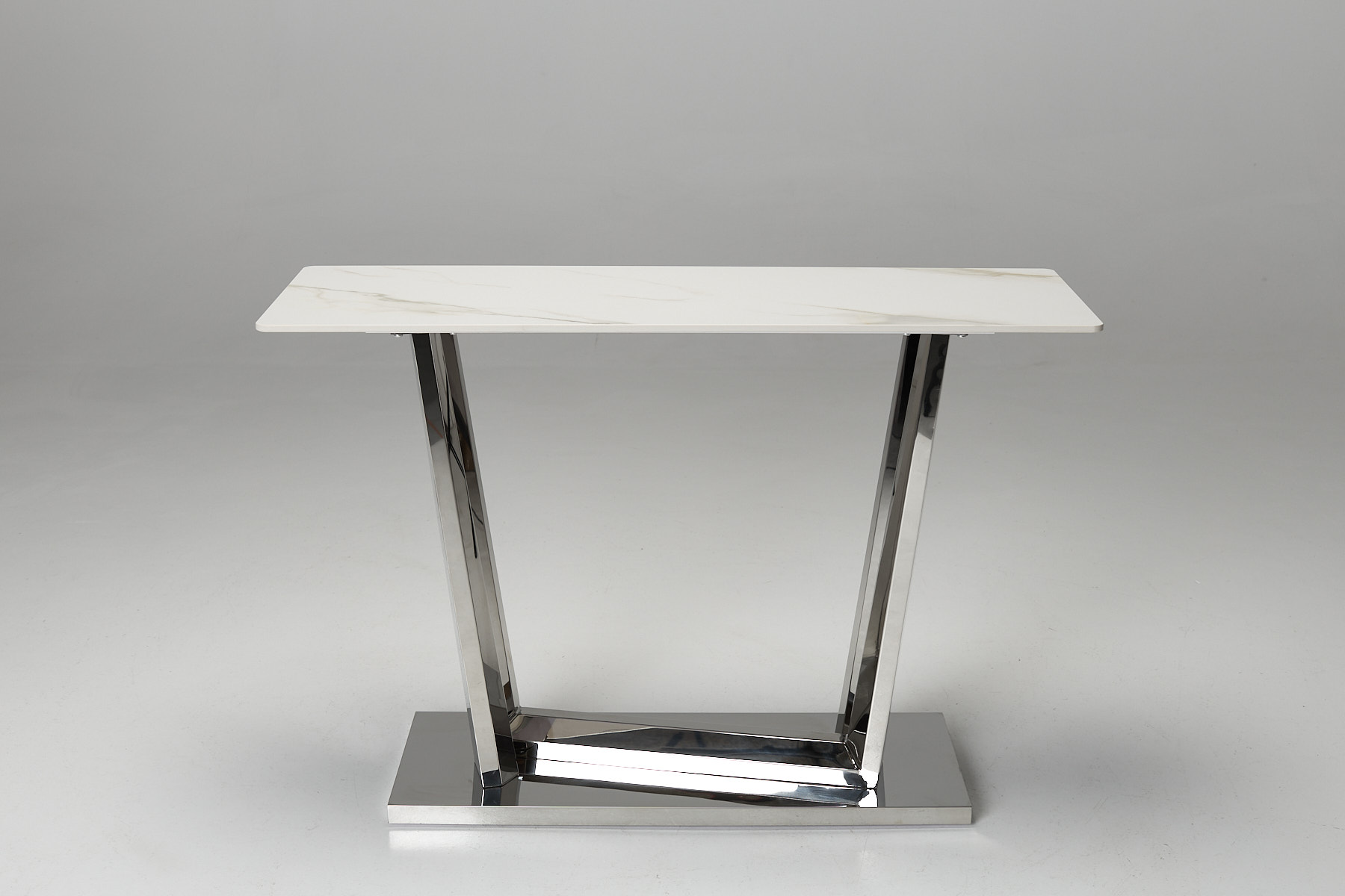 Rufino 1.2m Stone Console Table - Calacatta Gold with Stainless Steel Base