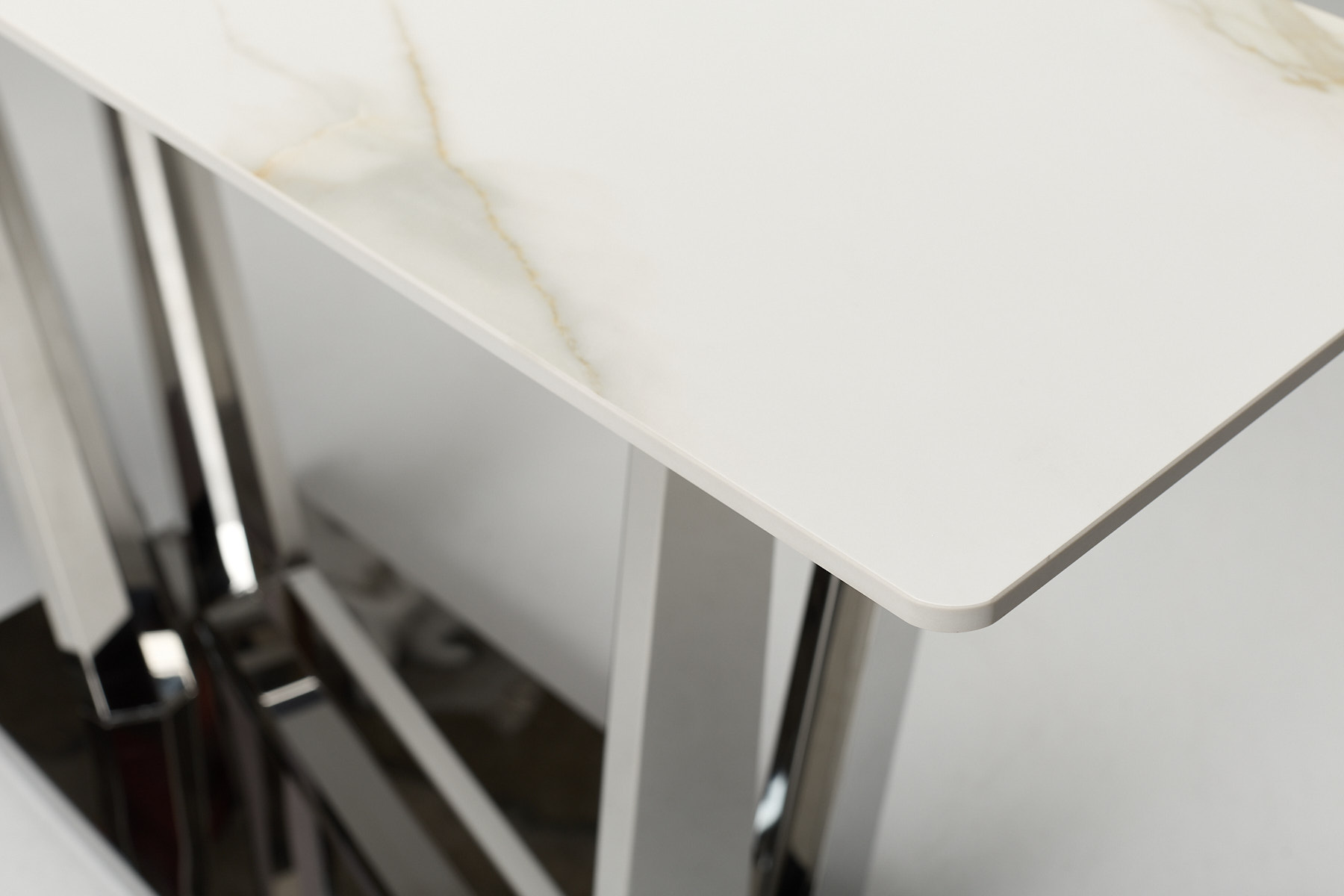 Rufino 1.2m Stone Console Table - Calacatta Gold with Stainless Steel Base