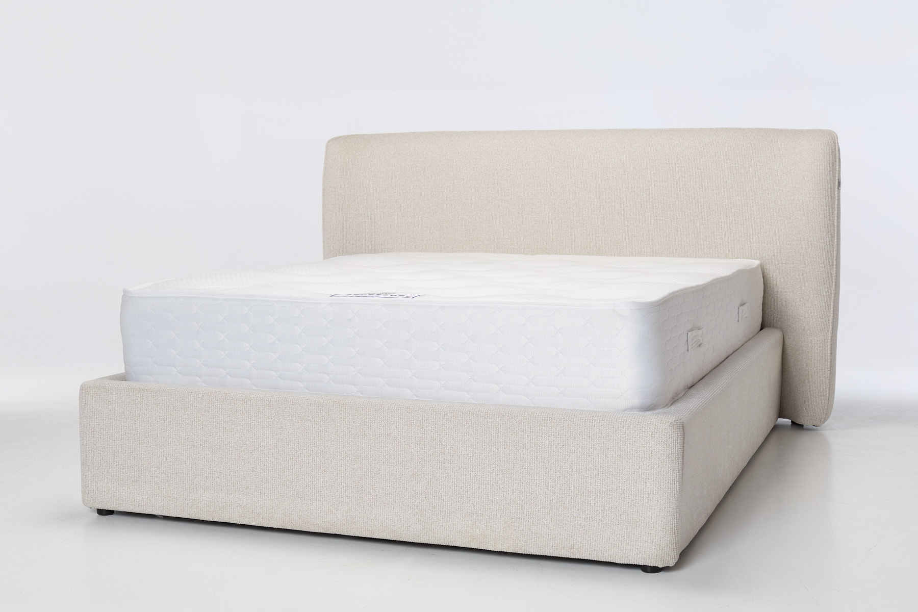 Savannah Ottoman Bed - Luxury Oatmeal Soft Textured Weave Fabric