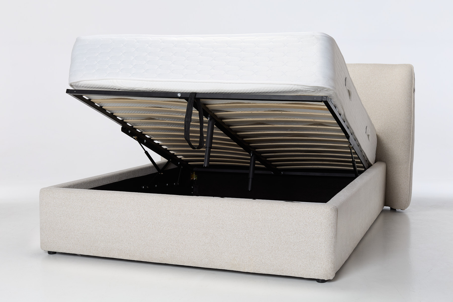 Savannah Ottoman Bed - Luxury Oatmeal Soft Textured Weave Fabric