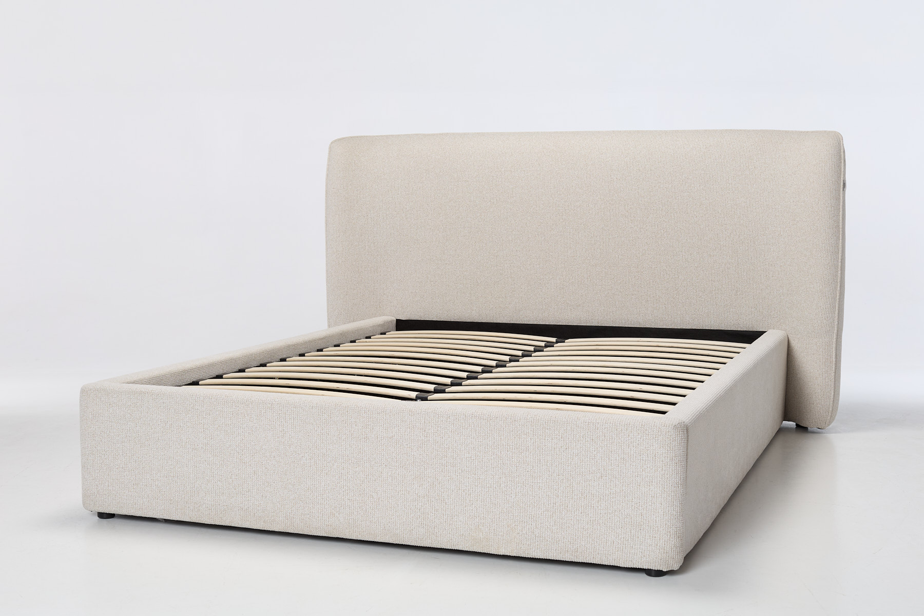 Savannah Ottoman Bed - Luxury Oatmeal Soft Textured Weave Fabric