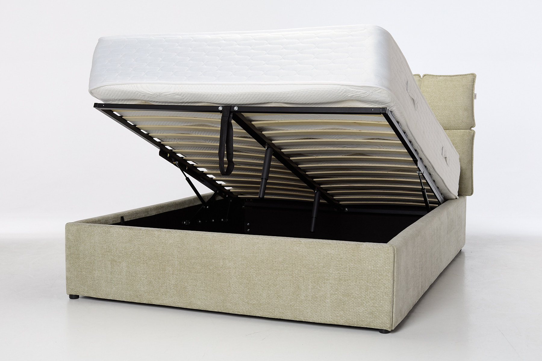 Thea Ottoman Bed - Luxury Sage Soft Textured Woven Fabric