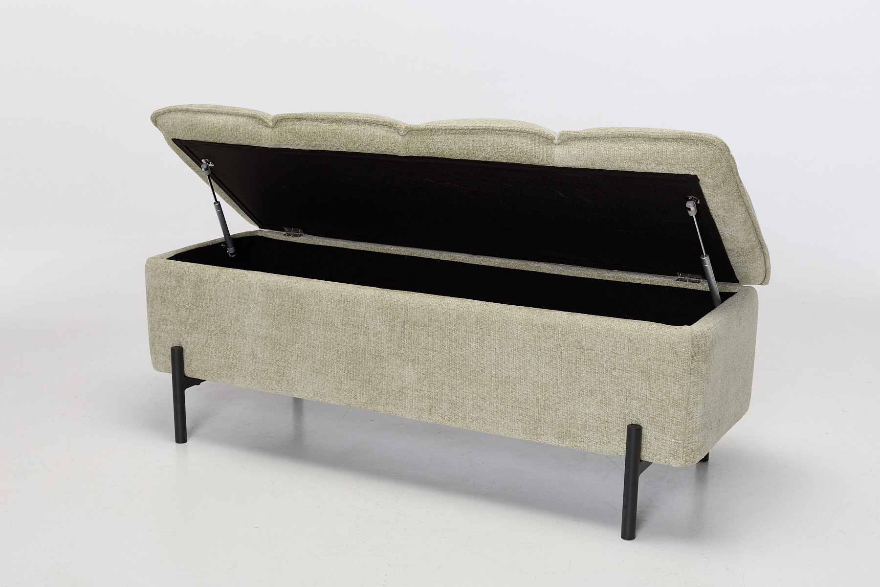 Thea Storage Ottoman - Luxury Sage Soft Textured Woven Fabric